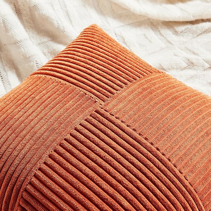 Fancy Homi Set of 2 Burnt Orange Lumbar Decorative Throw Pillow Covers 12x20 - Image 3