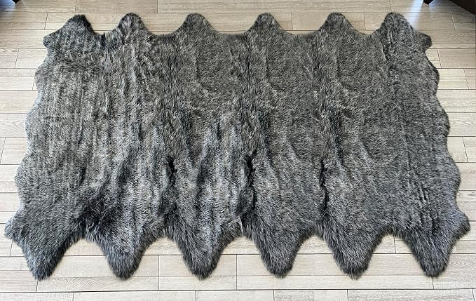 Free Shape Luxury Soft Fluffy Shag Area Rug Duo Decto 12 Pelts 6'x12', 180x360cm by LAMBZYRUGS