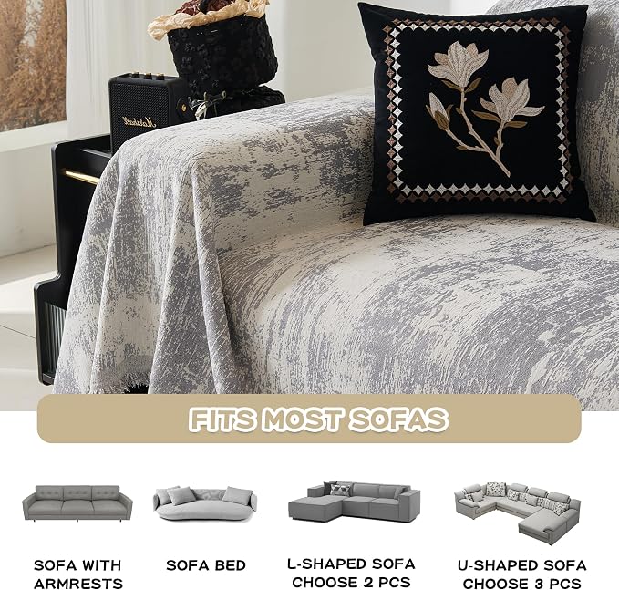 MEETSKY Small Boho Couch Cover Sofa Covers Washable, Chenille Soft Throws Cover - Image 7