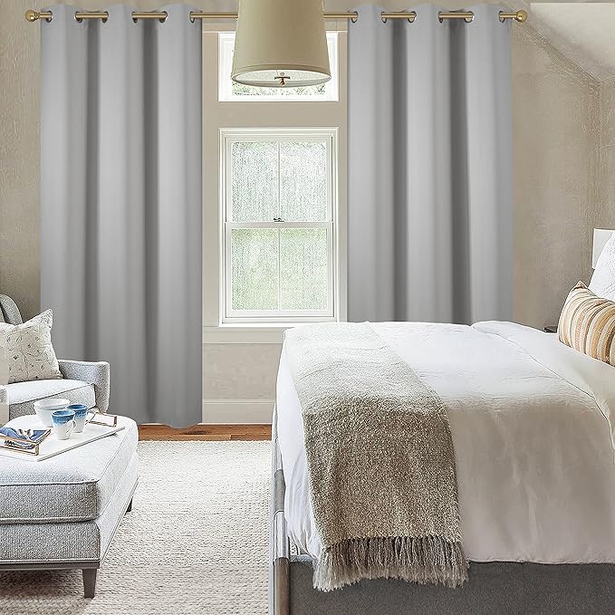 Diraysid Light Grey Grommet Blackout Curtains - Image 7