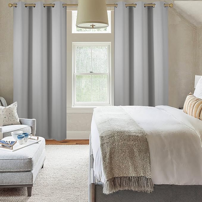 Diraysid Light Grey Grommet Blackout Curtains - Image 7