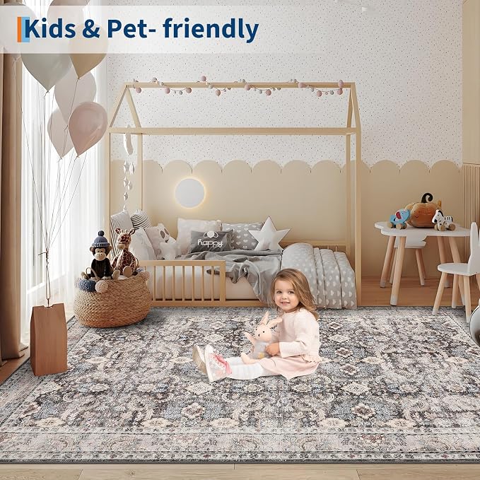 GarveeHome Vintage Floral Area Rug 8x10 Large Soft Washable Rugs - Image 3