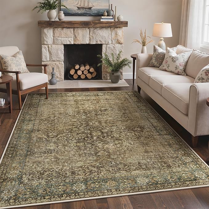 Bavni Area Rugs for Living Room, 5x7 Washable Rug Non-Slip Washable，Ultra-Thin by BAVNI
