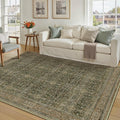 PureCozy Area Rug 5x7 Green Brown Washable Vintage Living Room Carpetb by PureCozy