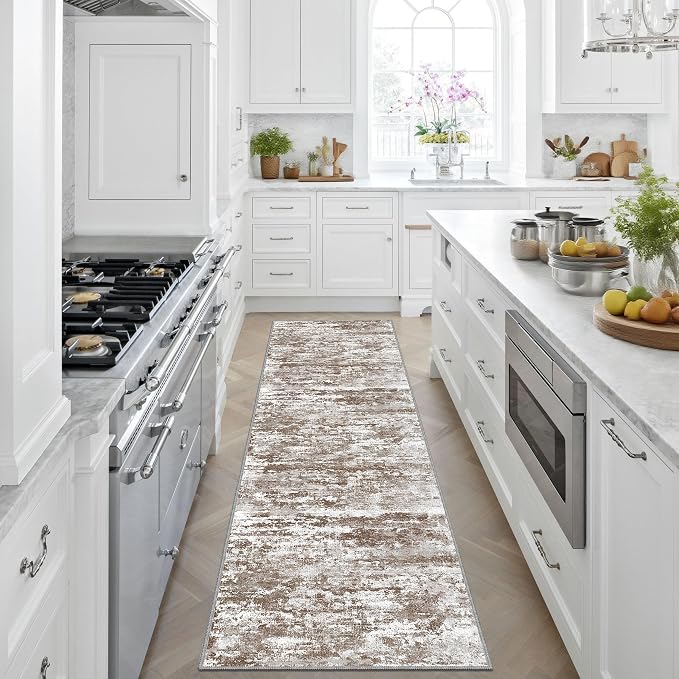 Rug Runners 2x8 Ultra Non-Slip Washable Kitchen Rug Abstract Tear and Stain - Image 2