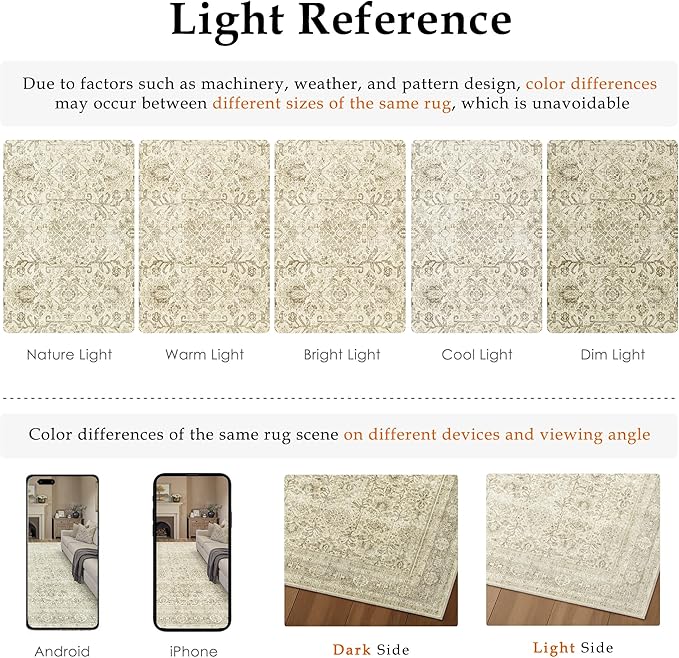 PureCozy Beige Runner Rug 2x6 Vintage Area Carpet Hallway Long Indoor Kitchen - Image 2