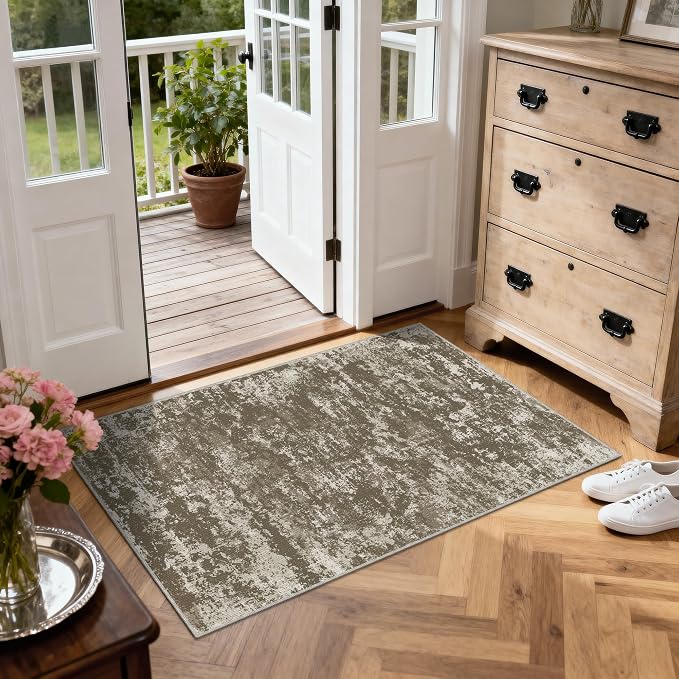 3x5 Area Rug Washable Entryway Rug Non Slip Abstract High-Stain Resistance No - Image 2