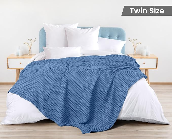 Utopia Bedding Wedgewood 100% Cotton Waffle Blanket 300 GSM Soft Lightweight - Image 2