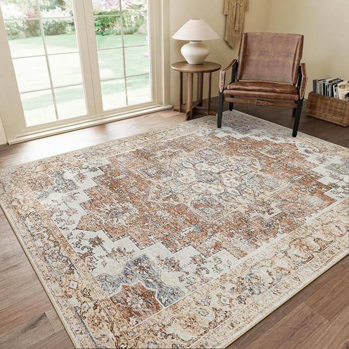 GENIMO 8x10 Area Rugs for Living Room, Machine Washable Non Slip Rugs, Low Pile by GENIMO