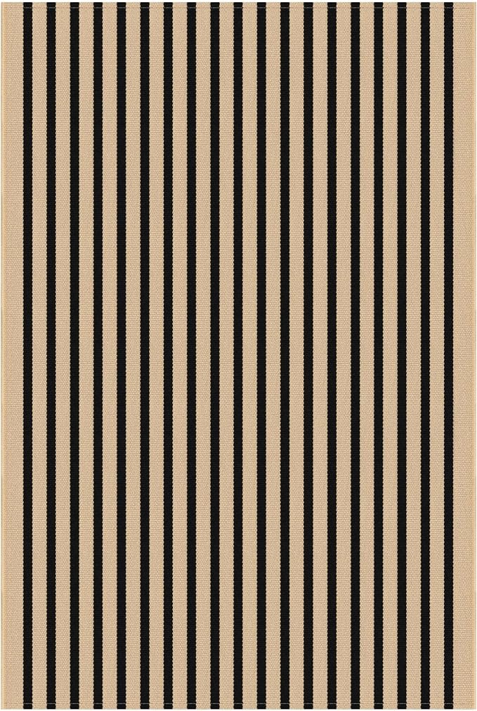KOZYFLY Brown and Black Striped Rug 4x6 Ft Area Rug Washable Indoor Outdoor Rug - Image 8
