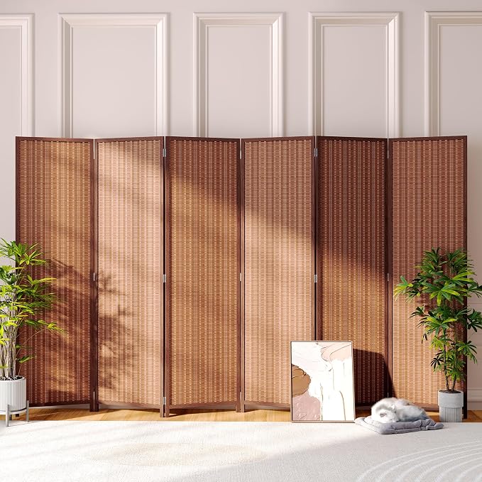 JOSTYLE 6 Panel Folding Privacy Screens 6ft Bamboo Freestanding Room Dividers by Jostyle