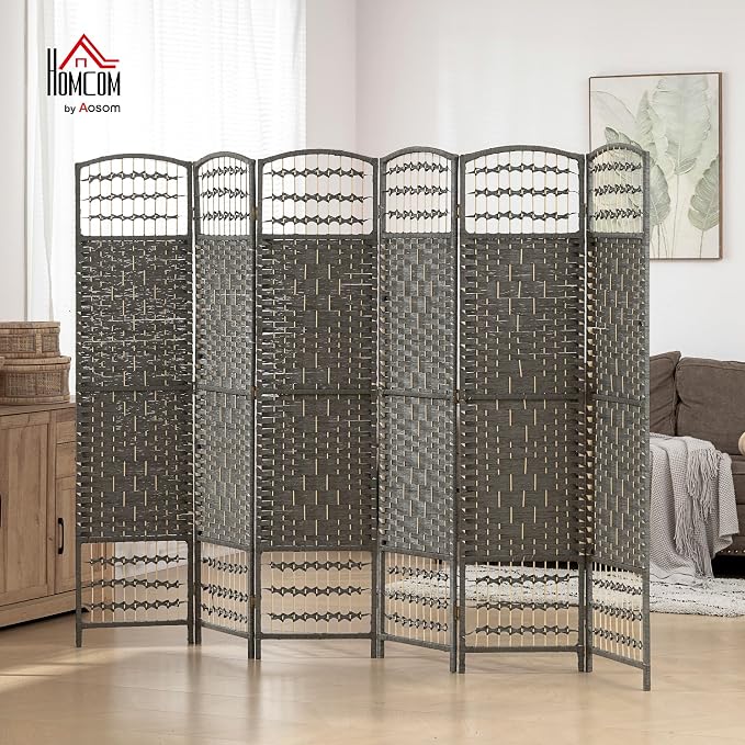 HOMCOM 6 Panel Room Divider, Folding Privacy Screen, 5.6' Room Separator - Image 2