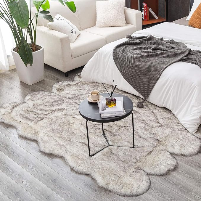 Carvapet Faux Sheepskin Area Rug 5x7 Feet, Plush Shag Carpet - Image 3