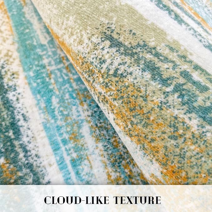 Lansny Modern Abstract 9x12 Large Machine Washable Living Room Rug Non-Slip - Image 8
