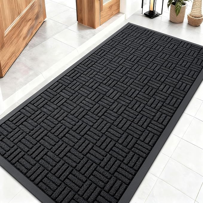 OLANLY Front Door Mat Outside Entrance 47x23, Heavy Duty Sturdy Natural Rubber by OLANLY