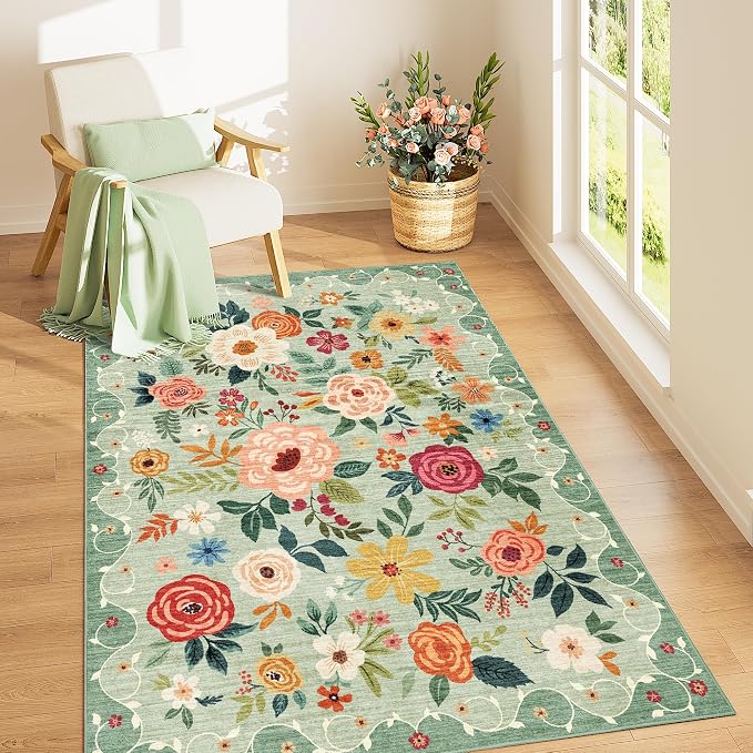 DUKINO 3x5 Area Rug, Floral Rugs - Image 2
