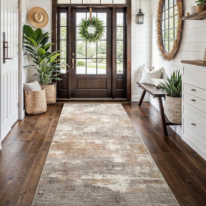 4x10 Washable Kitchen Runner Rug: Modern Abstract Wide Runners by Ksrau