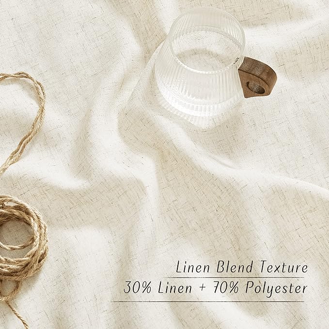 NICETOWN Natural Flax Linen Bedroom Curtains 90 inches Long, Grommet Semi Sheer - Image 4