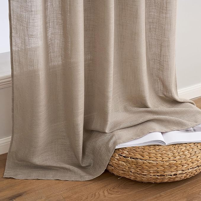 MIULEE Taupe Linen Curtains 96 Inch Long - Image 7