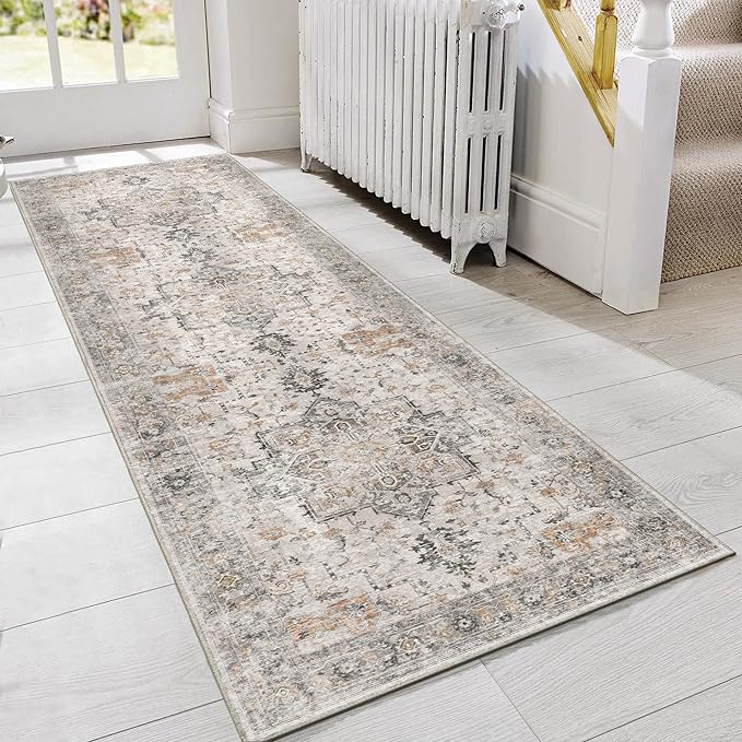 GENIMO Runner Rug 2'6"x6 Machine Washable Non Slip Vintage Hallway Runner Rug by GENIMO