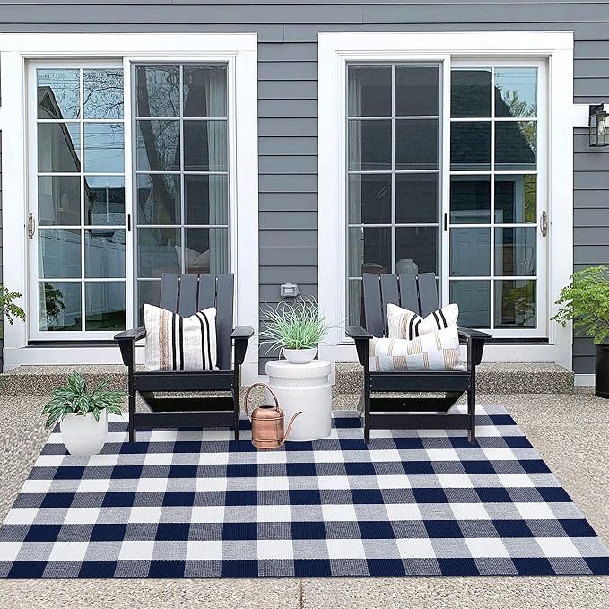 IOHOUZE Buffalo Plaid Checkered Rug 4x6 Ft Front Door Mats, Washable Area Rugs - Image 4