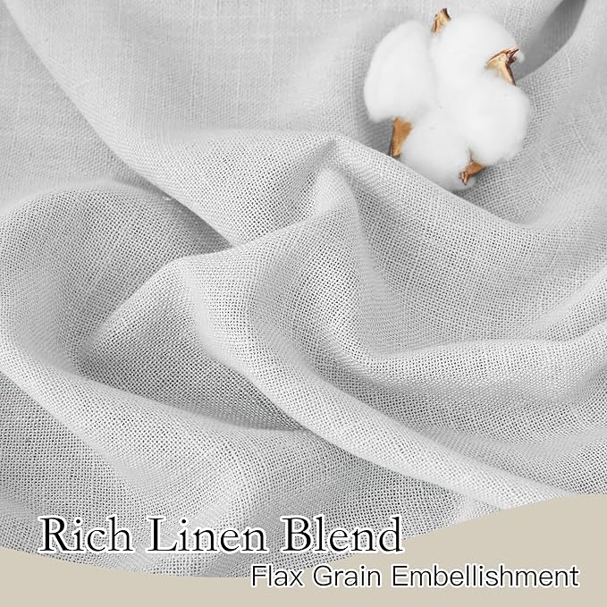RYB HOME Linen Sheer Curtains for Living Room Privacy Semi Sheer Window Drapes - Image 2