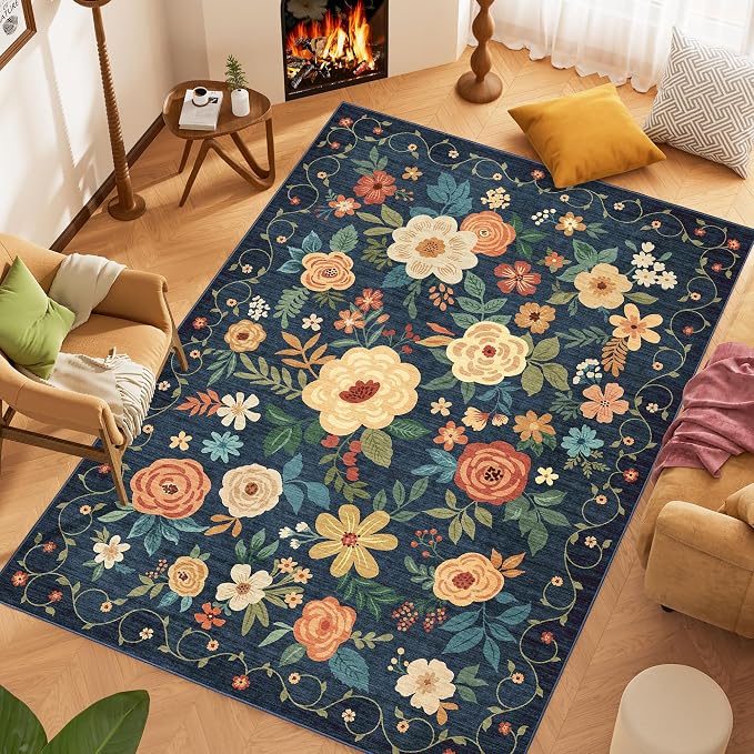 DUKINO 5x7 Area Rug, Floral Rugs - Image 2