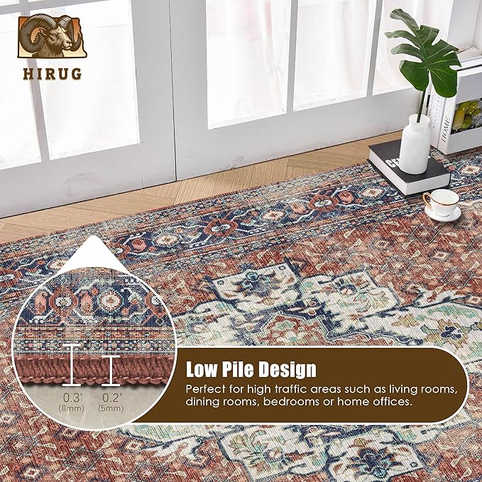 Washable Area Rug 9' x 12' Vintage Traditional Persian Mat - Image 5
