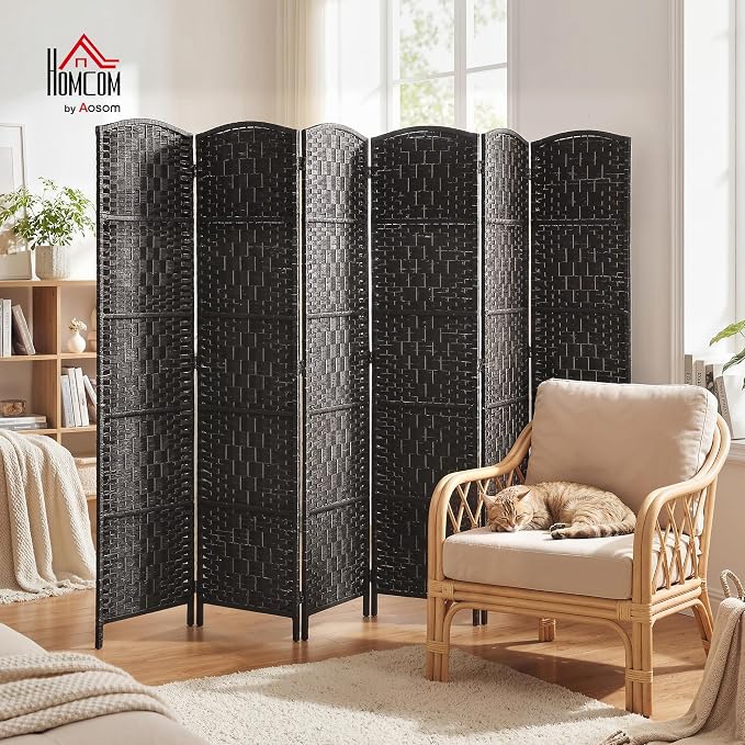 HOMCOM Room Divider 6 Panel, 6FT Tall Folding Privacy Screen, Freestanding - Image 2