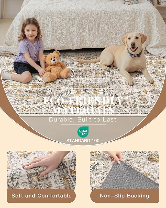 Madane 5x7 Area Rugs for Living Room, Stain Resistant Washable Rugs, Non-Slip - Image 5