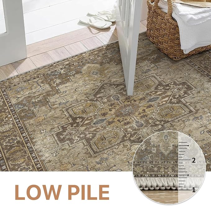 GENIMO 5FT Round Area Rugs for Living Room, Circle Rugs Machine Washable Low - Image 3