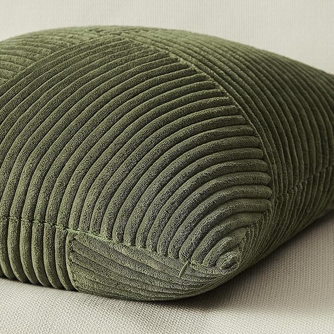 Topfinel 26x26 inches Euro Pillow Shams Set of 2 Olive Green Corduroy - Image 5
