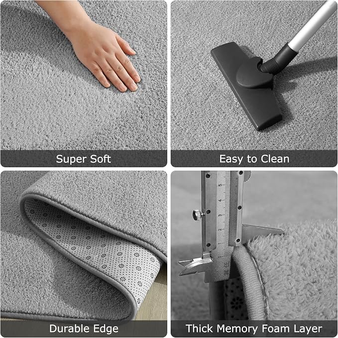 Keeko 4x6 Grey Area Rugs for Bedroom, Soft Modern Living Room Rug Indoor Non - Image 8