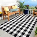 OLANLY Buffalo Plaid Rug 5' x 7' – Black and White Cotton Checkered Doormat by OLANLY