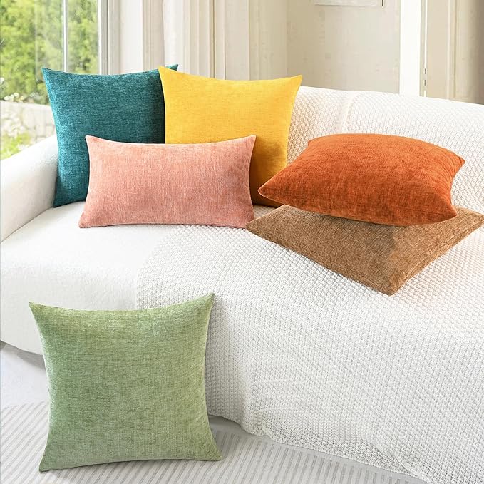 CaliTime Throw Pillow Covers Decorative 16 X 16 Inches Pack of 2 Cozy Chenille - Image 4