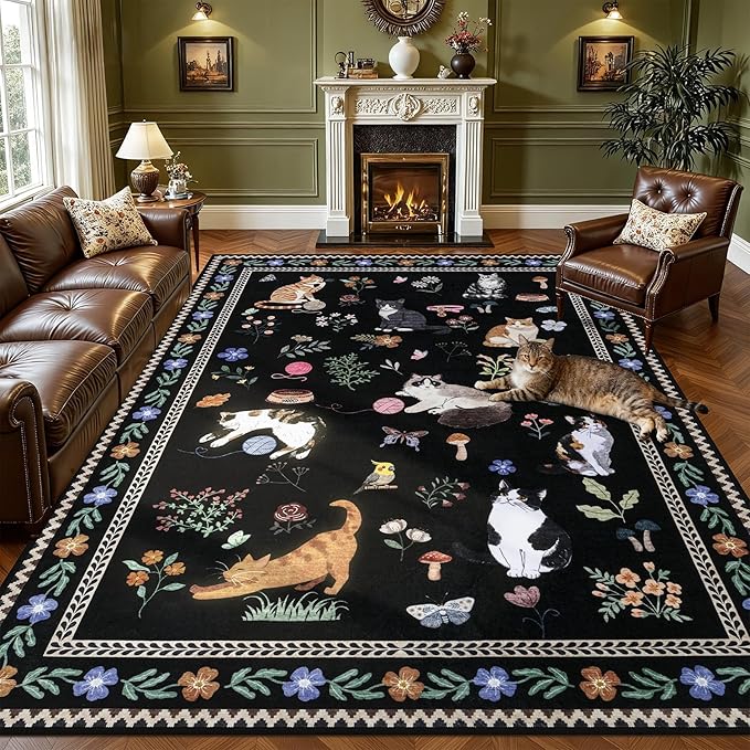9x12 Area Rugs Living Room Rug: Vintage Washable Rug Floral Soft Carpet Indoor by EXPEDIX