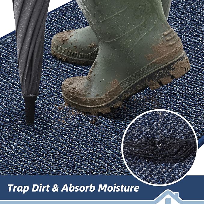 BEQHAUSE Dirt Trapper Door Mat 26" x 40" Half Circle Non-Slip Washable Doormats - Image 3