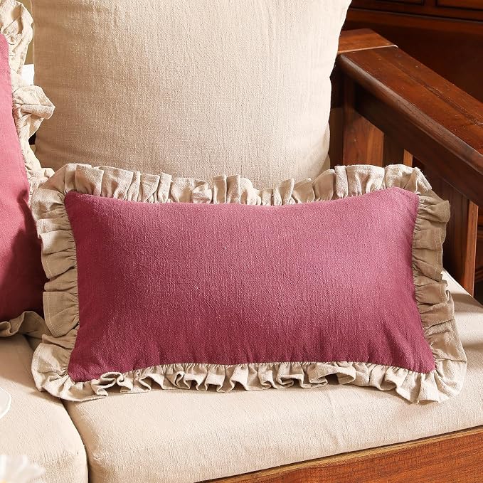 patdrea Rhodo Shabby Chic Decorative Throw Pillow Covers 12x20 Set of 2 - Image 9