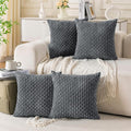 Set of 4 Medium Grey Decorative Throw Pillow Covers 18x18 Inch Corduroy Pillow by Cozoomy