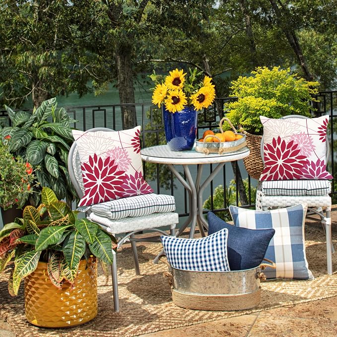 DFXSZ Shades of Pink Floral Pillow Covers 18x18 Set of 2 Outdoor Waterproof - Image 6