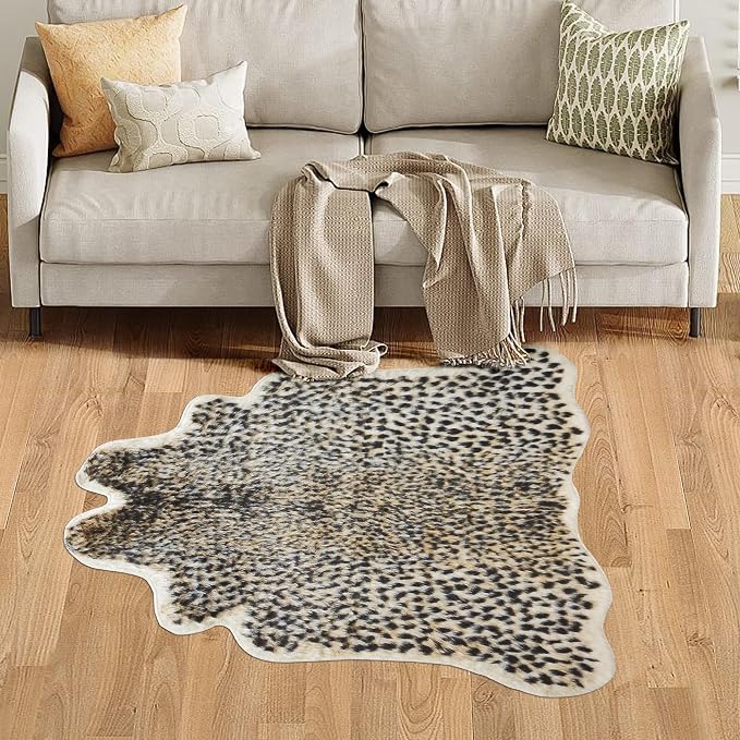 Cheetah Print Rug Leopard Carpet: Small Faux Cowhide Skin Fur Area Rug Animal - Image 6