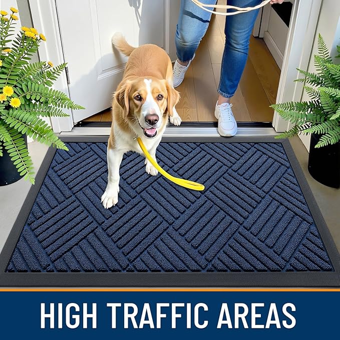 OLANLY Front Door Mat Outside Entrance 59x34, Heavy Duty Sturdy Natural Rubber - Image 5