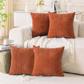 Set of 4 Burnt Orange Decorative Throw Pillow Covers 20x20 Inch Corduroy Pillow by Cozoomy