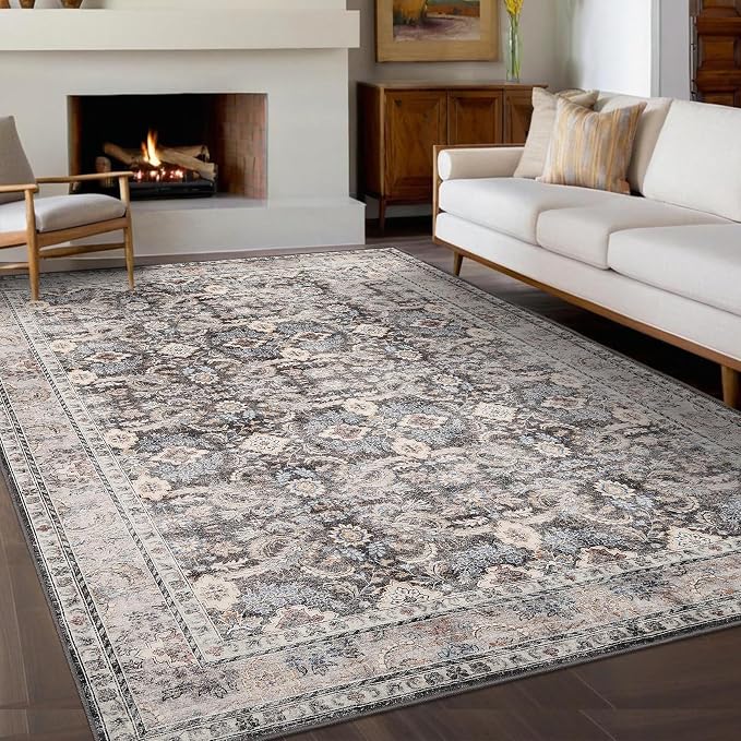 GarveeHome Vintage Floral Area Rug 8x10 Large Soft Washable Rugs - Image 2