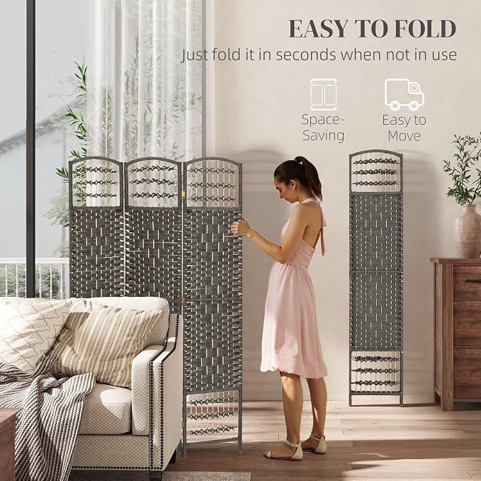 HOMCOM 3 Panel Room Divider, Folding Privacy Screen, 5.6' Room Separator - Image 3