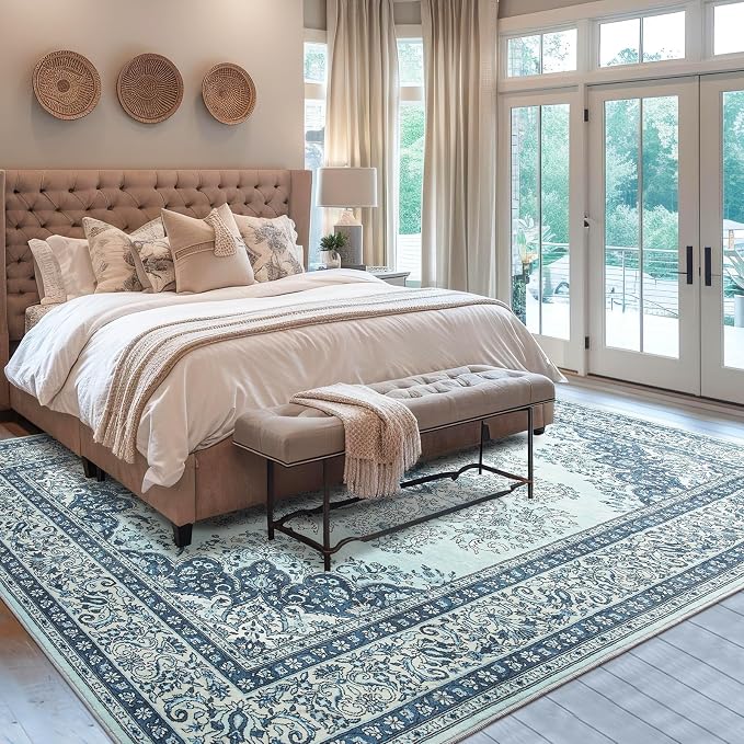 Area Rug for Living Room, 8x10Ft Non-Slip Vintage Area Rug, Machine Washable - Image 3