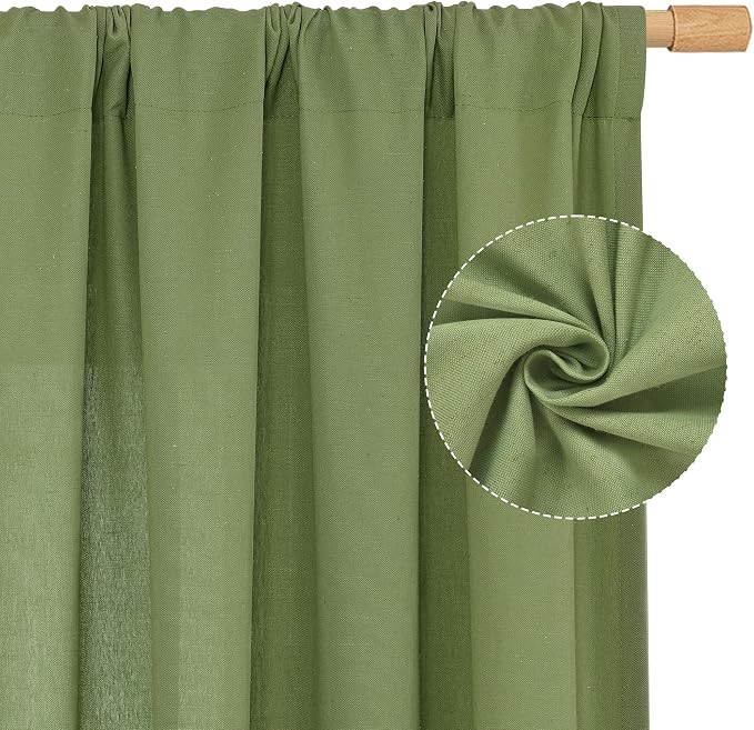 LAMIT Green Linen Curtains 63 inch Length - Image 3