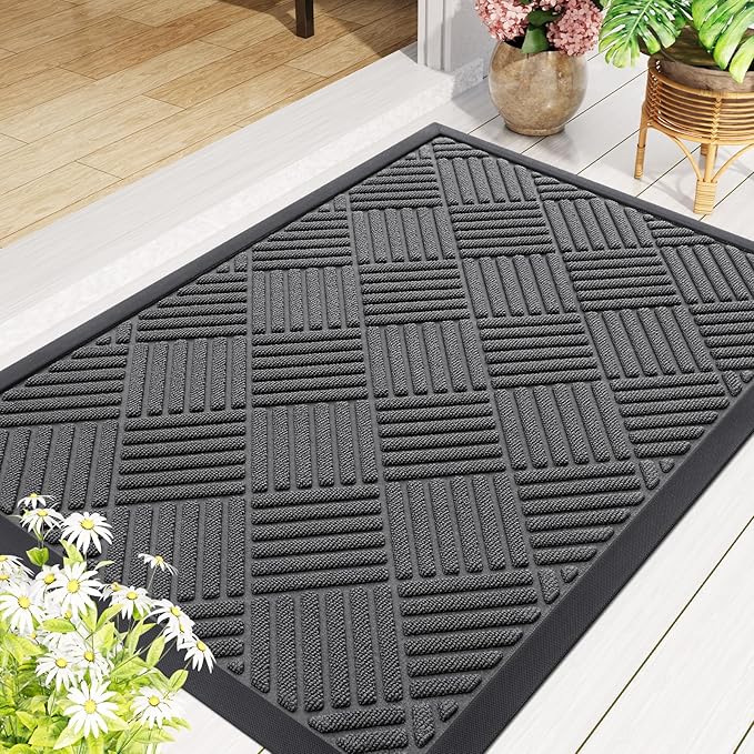 Smiry Front Door Mat Outside Entrance, Heavy Duty Outdoor Indoor Natural Rubber - Image 8