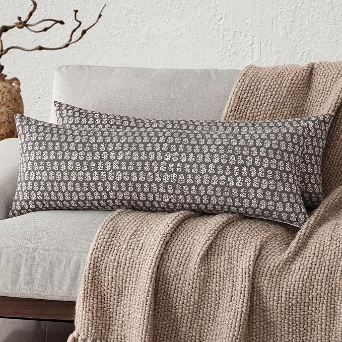 Foindtower Set of 2 Decorative Vintage Long Lumbar Throw Pillow Covers Neutral by Foindtower