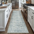 PureCozy Blue Runner Rug 2x8 Hallway Washable Carpet Soft Vintage Indoor by PureCozy